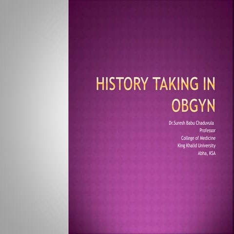 History taking in obstetrics & Gynecology | PPTX