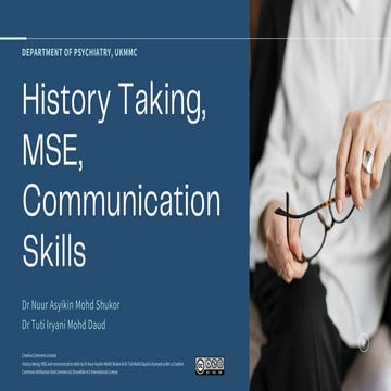 History taking, MSE, communication skills
