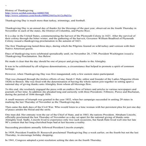 History of Thanksgiving