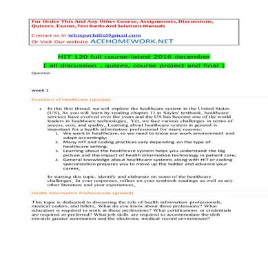 Hit 120 full course latest 2016 december [ all discussion , quizes, course pr...