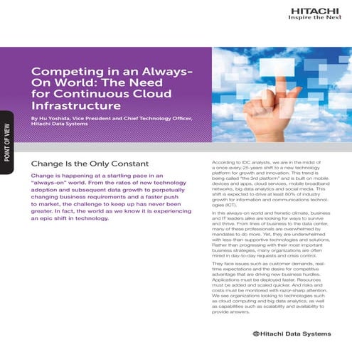 Hu Yoshida's Point of View: Competing In An Always On World