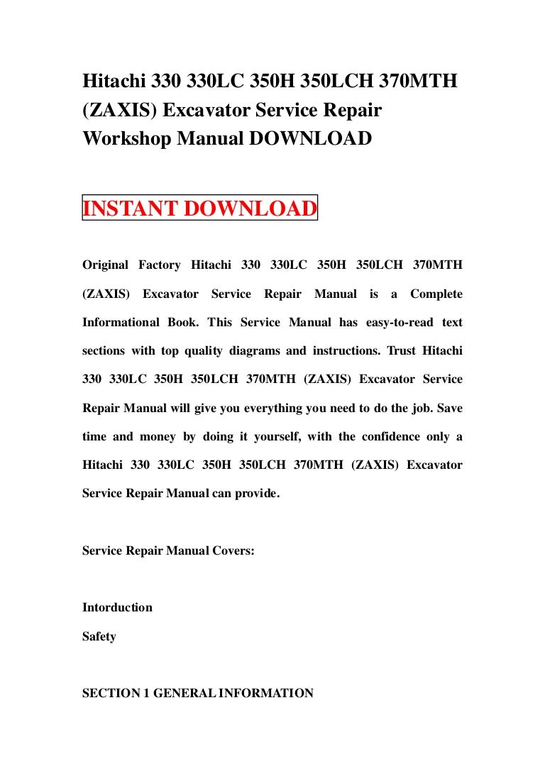 ... Allis Chalmers Model 160 Tractor Service Repair Manual. Hitachi 330  330LC 350H 350LCH 370MTH (ZAXIS) Excavator Service Repair…