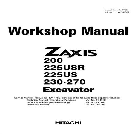 Hitachi zaxis 270 lc excavator service repair manual | PDF
