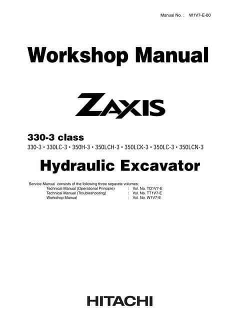 Hitachi zaxis 350 lck 3 excavator service repair manual | PDF