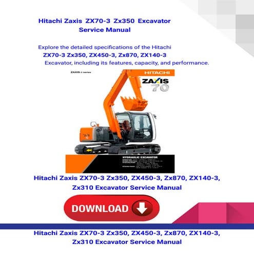 Hitachi Zaxis ZX70-3 Zx350, Excavator Service Manual.pdf