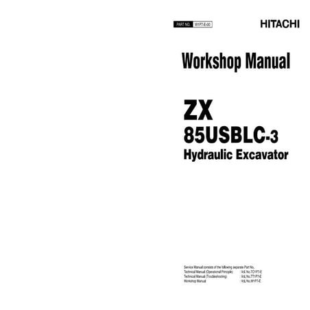 Hitachi zaxis zx 85 usblc 3 excavator service repair manual | PDF