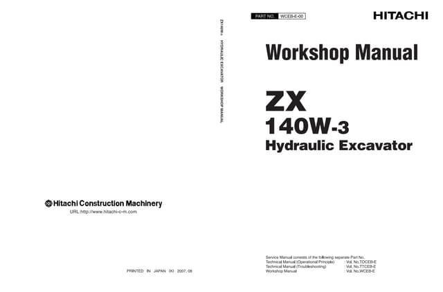 Hitachi zx 140 w 3 (zaxis) hydraulic excavator service repair