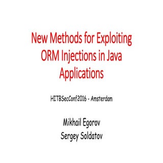 New methods for exploiting ORM inje...