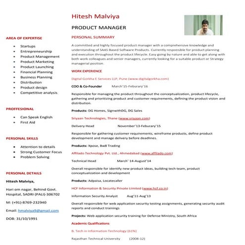 Hitesh malviya product_manager_cv