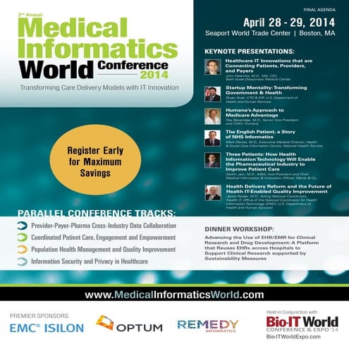 Medical Informatics World 2014 [Full Agenda]