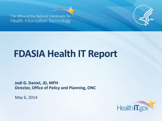 HIT Policy Committee FDASIA Update