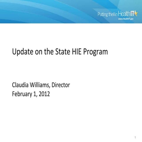 HIT Policy Update on Health Information Exchange