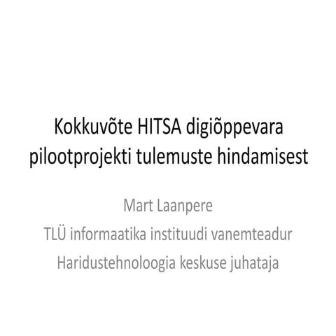 HITSA digiõppevara hindamisaruanne