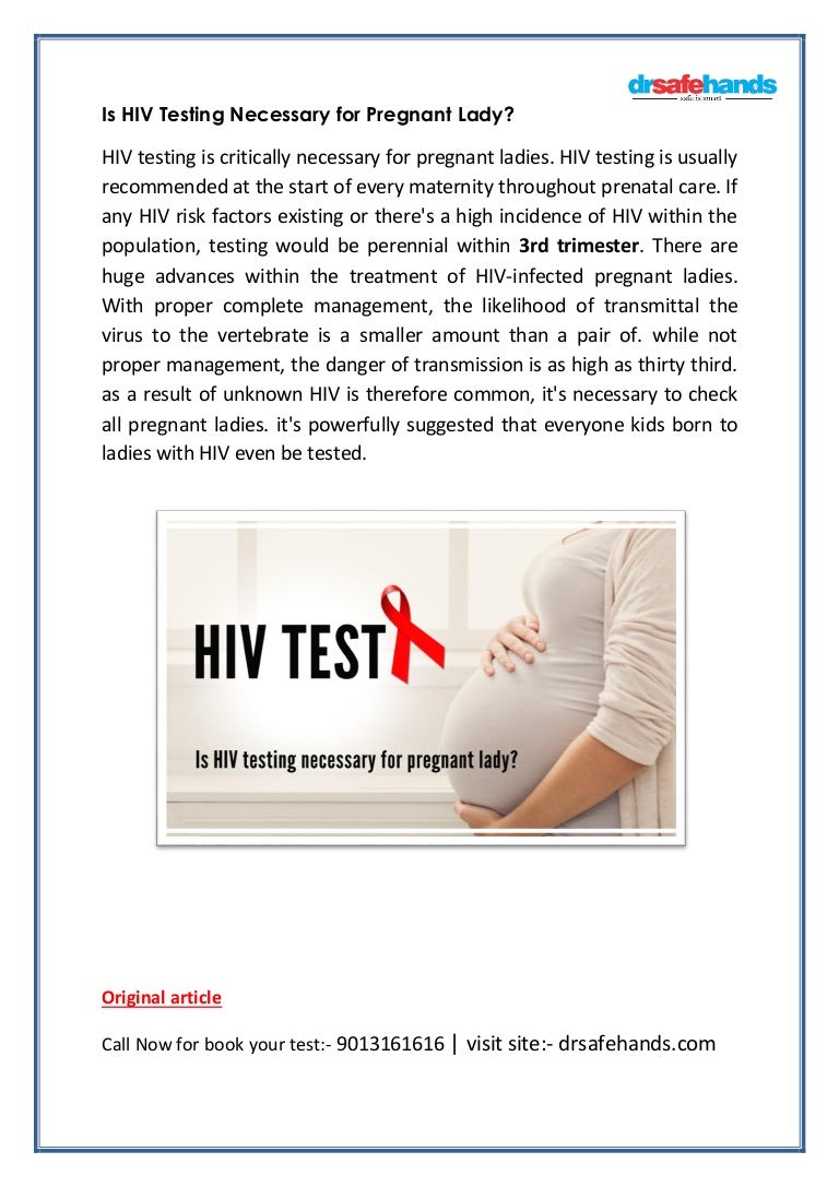 Is HIV Testing Necessary for Pregnant Lady?