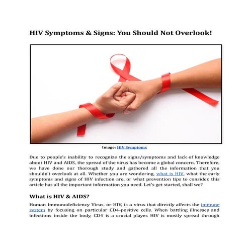 Symptoms of HIV: Understanding Early Warning Signs and Advanced Stages ...