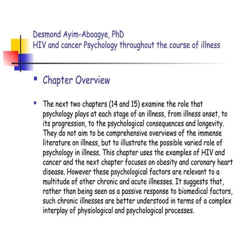 HIV and Cancer.pptx Health psychology for the undergraduate students