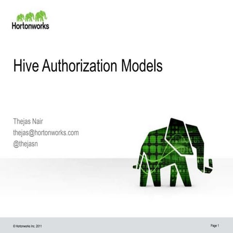 Apache Hive authorization models