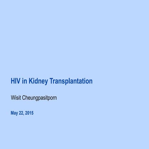 HIV in Kidney Transplantation