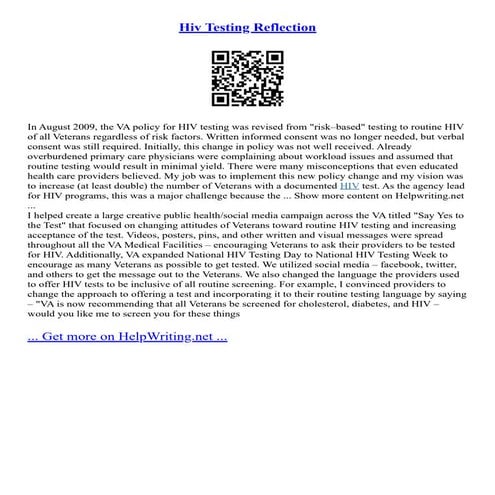Hiv Testing Reflection