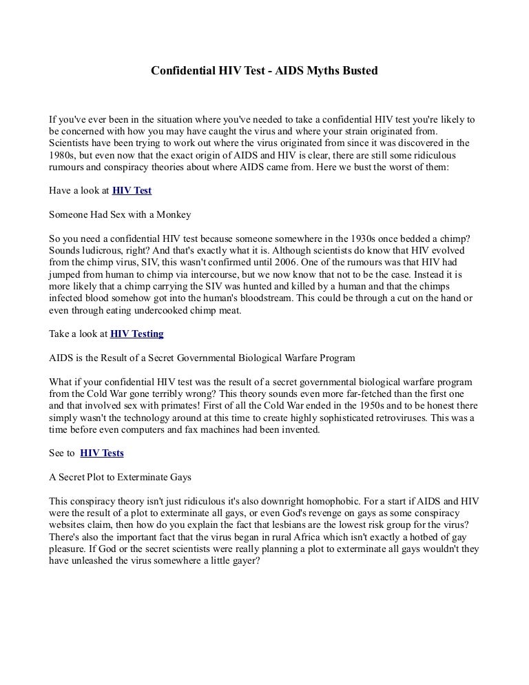 Confidential HIV Test AIDS Myths Busted