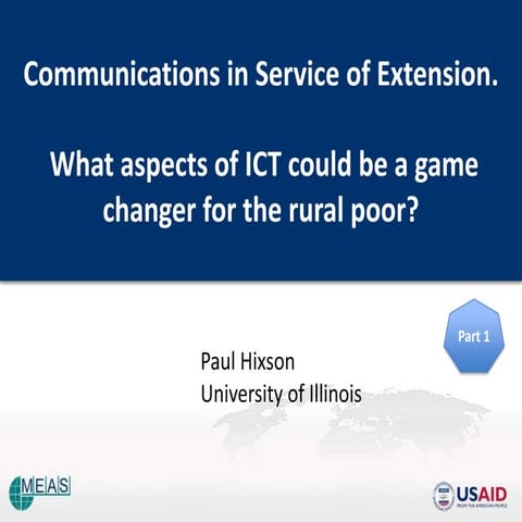 ICT Tools and Extension Services - Part I