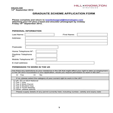 H+K Grad application form 2012 