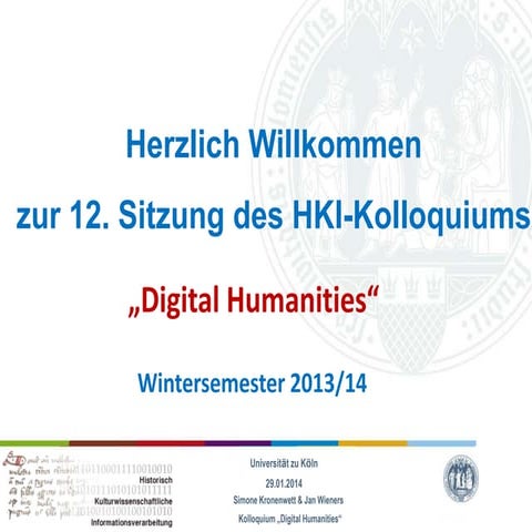 WiSe 2013 | Kolloquium "Digital Humanities" - 12