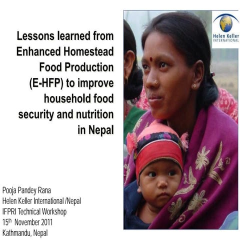 Enhanced Homestead Food Production (E-HFP) to improve household food security...