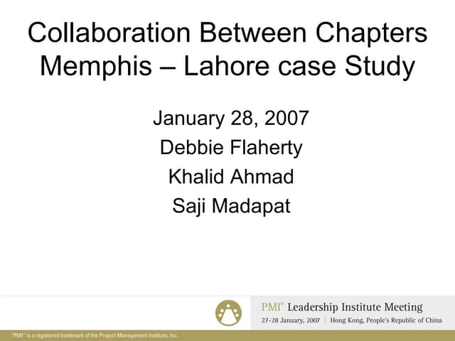 Global Brotherhood through PMI Chap...