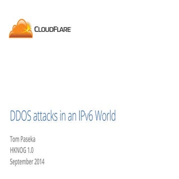 HKNOG 1.0 -  DDoS attacks in an IPv6 World