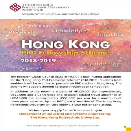 Hong Kong PhD Fellowship Information leaflet 2018-2019