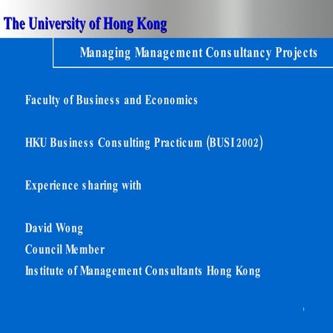 Managing Consulting Projects