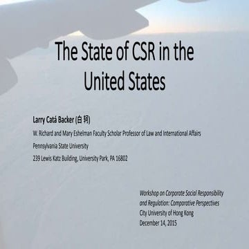 The State of CSR in the UNited States