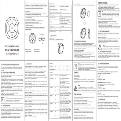 Wall Controller	4 Buttons rechargeable Remote Z-Wave Plus - Hank manual