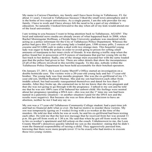 Carissa Chambers Letter About Leon County Sheriff's Office Corruption | DOC