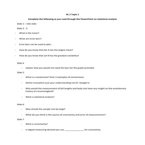 Hl 1 topic 1 pp notes