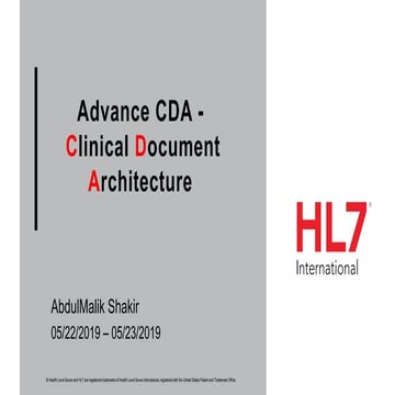 Hl7 advance cda may 2019 webinar