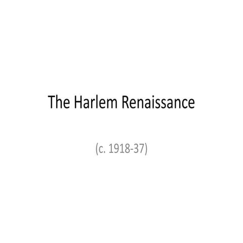 The Harlem Renaissance