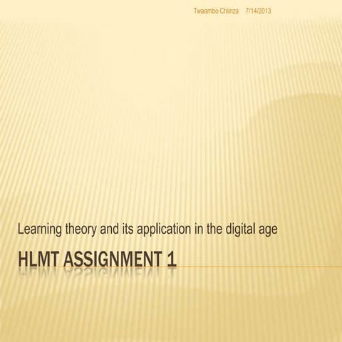 Learning theory and its application in the digital age