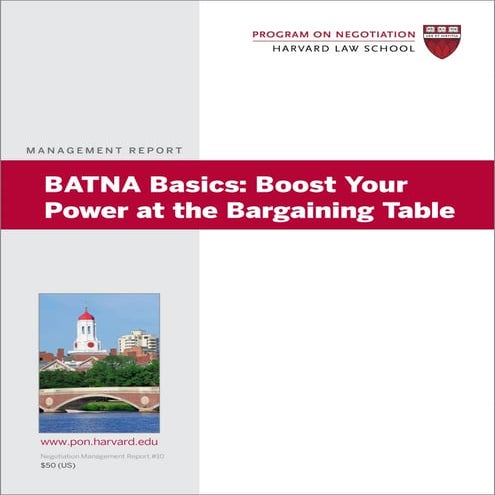 BATNA BASICS Boost your power at the bargaining table