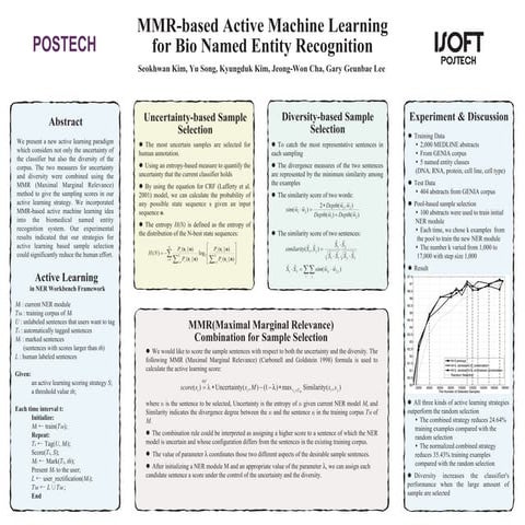 MMR-based active machine learning for Bio named entity recognition