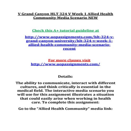 HLT 324 V Entire Course NEW