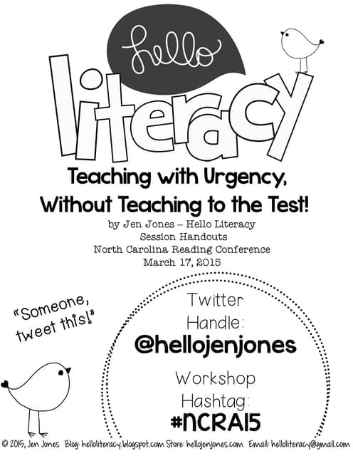 Teaching With Urgency Without Teaching to the Test Handouts