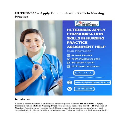 HLTENN036 – Apply Communication Skills in Nursing Practice | PDF