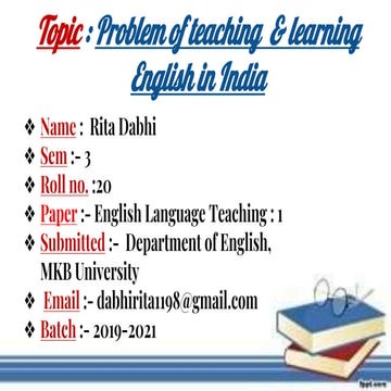 Problems of teaching and learning english in india
