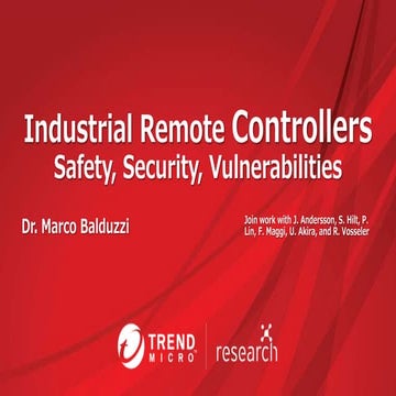 Industrial Remote Controllers Safety, Security, Vulnerabilities
