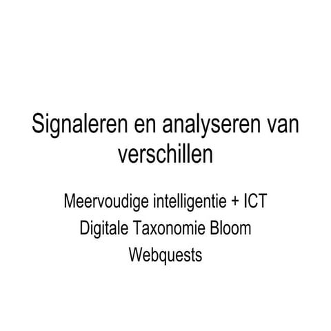 Signaleren en analyseren van verschillen les 2