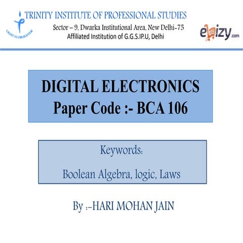 DIGITAL ELECTRONICS- Boolean Algebra | PPTX