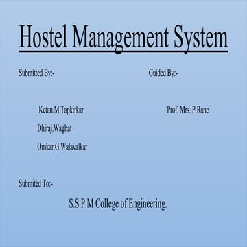 Hostel Management  System(HMS)