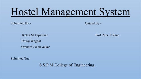 Hostel management system srs | PDF